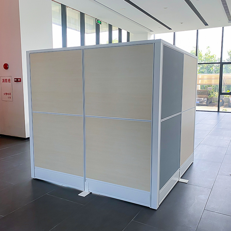 Customization office room partitions demountable aluminium frame half height Independence cubicle glass panel with doors