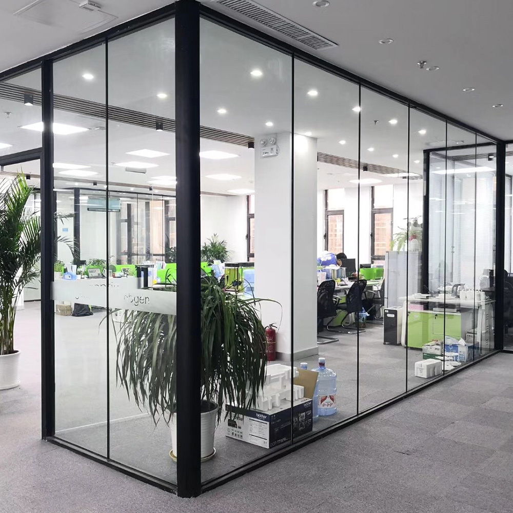 office  glass folding sliding  soundproof partition wall  installation