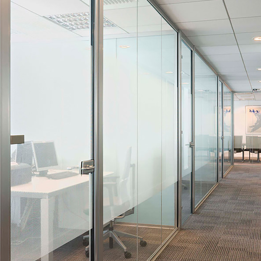 floor to ceiling wall divider frosted translucent glass office partition sound glass partition wall manufiture