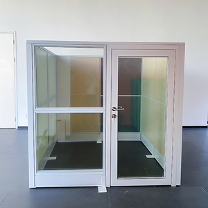 Customization office room partitions demountable aluminium frame half height Independence cubicle glass panel with doors