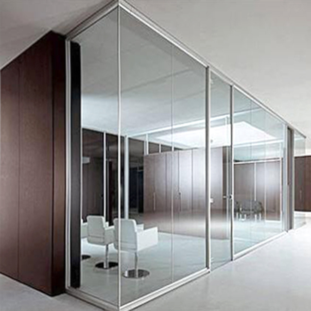 Double layer glazed partition wall for office meeting room acoustic glass partition