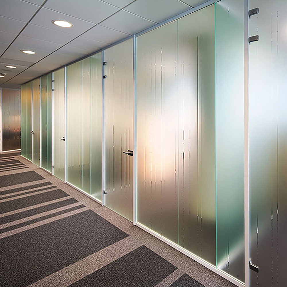 floor to ceiling wall divider frosted translucent glass office partition sound glass partition wall manufiture