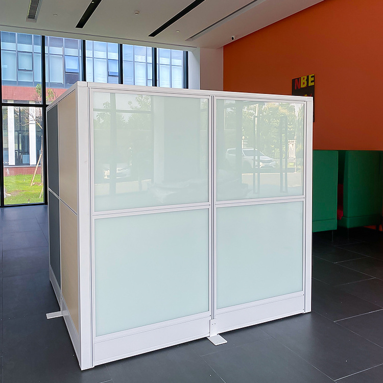 Customization office room partitions demountable aluminium frame half height Independence cubicle glass panel with doors