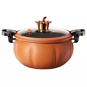 8l Orange Green Cookware Cast Iron Non-stick Stew Soup Pot Pumpkin Shape Micro Pressure Cooker