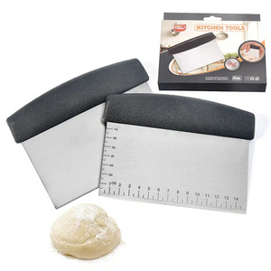 Stainless Steel Pastry Dough Scraper Multi-Purpose Cake Pizza Bread Dough Scraper with Measuring Markings