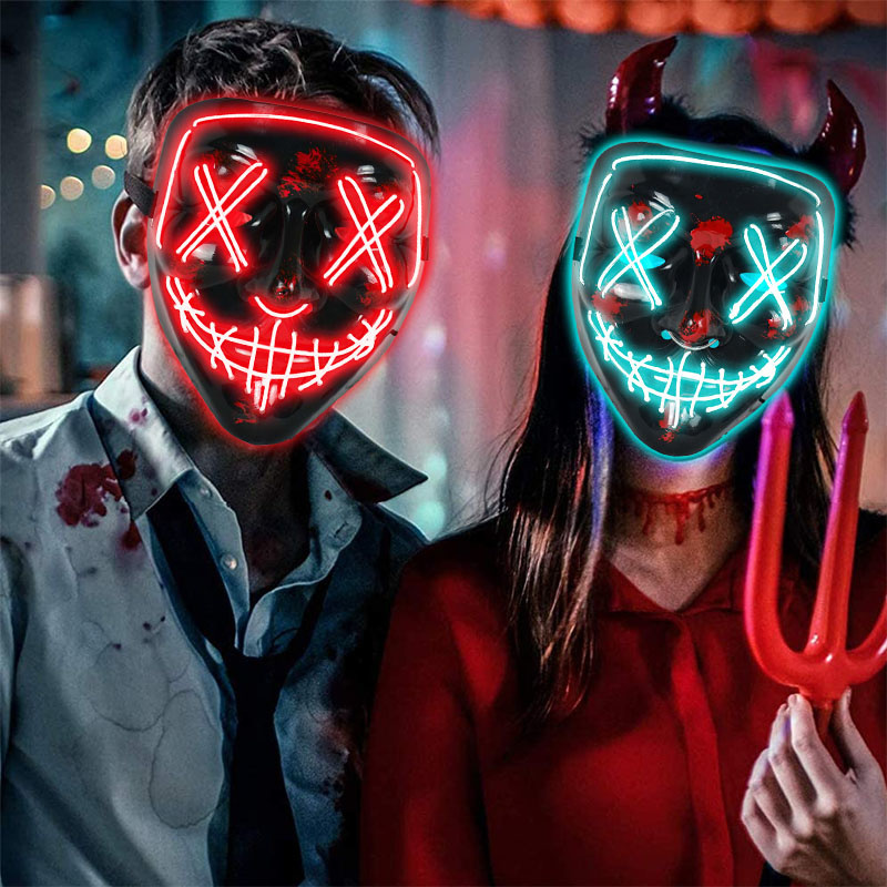 Cosmask LED Halloween Party  mascaras de terror Led battery Mask Neon Light Glow Horror Masks