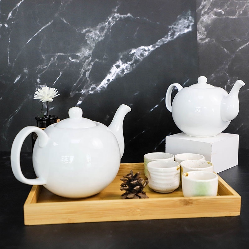 Custom Heat Resistant Large White New Bone China Tea Pot With Lid Chinese Kettle White Ceramic Teapot