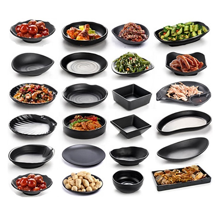 EGRAND 4.3 Inch Black Matte Melamine Dishes, Sushi Tray Snack Dish Black Charger Plate,Quality Melamine Plates