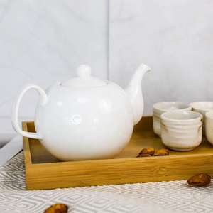 Custom Heat Resistant Large White New Bone China Tea Pot With Lid Chinese Kettle White Ceramic Teapot