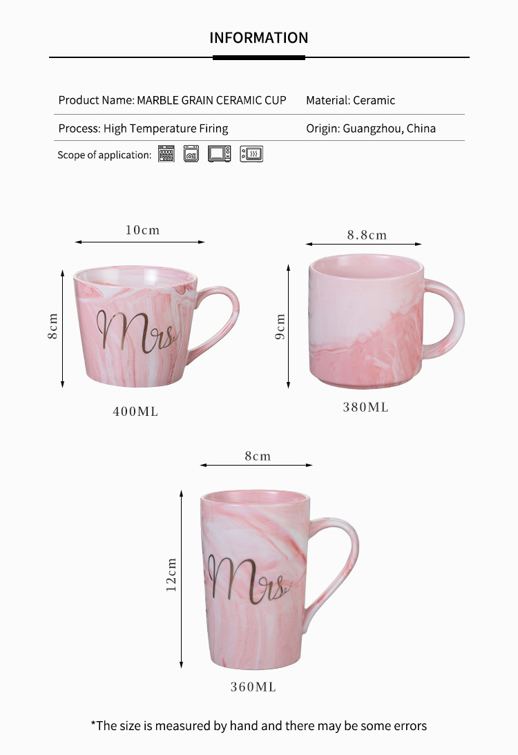 Egrand Factory Wholesale Luxury Marble Custom Print Ceramic Porcelain Coffee Mug Milk Mug with Lid Spoon