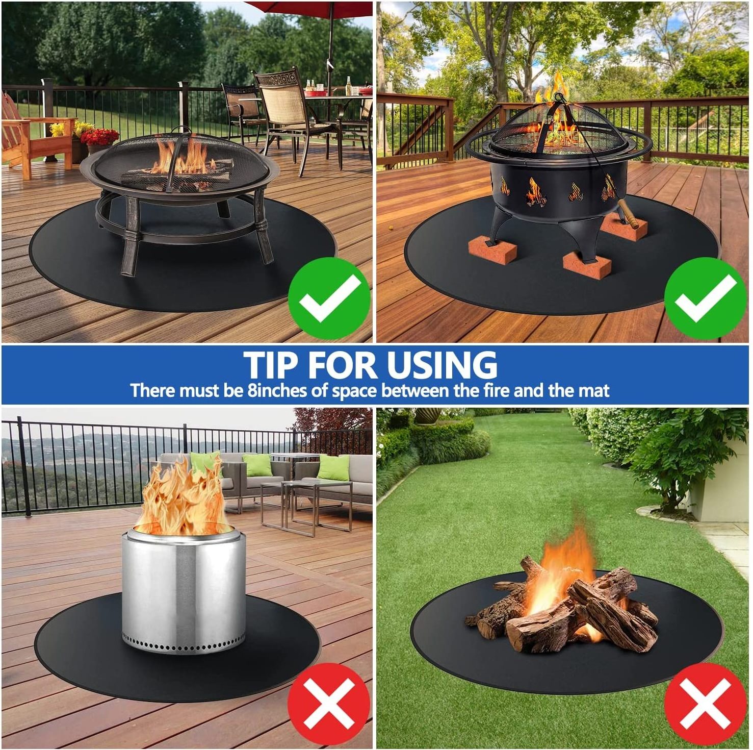 Hot Selling BBQ Grill Fire Pit Mat Double-Sided Fireproof BBQ Grill Mat Fire Pit Pad for deck fireproof