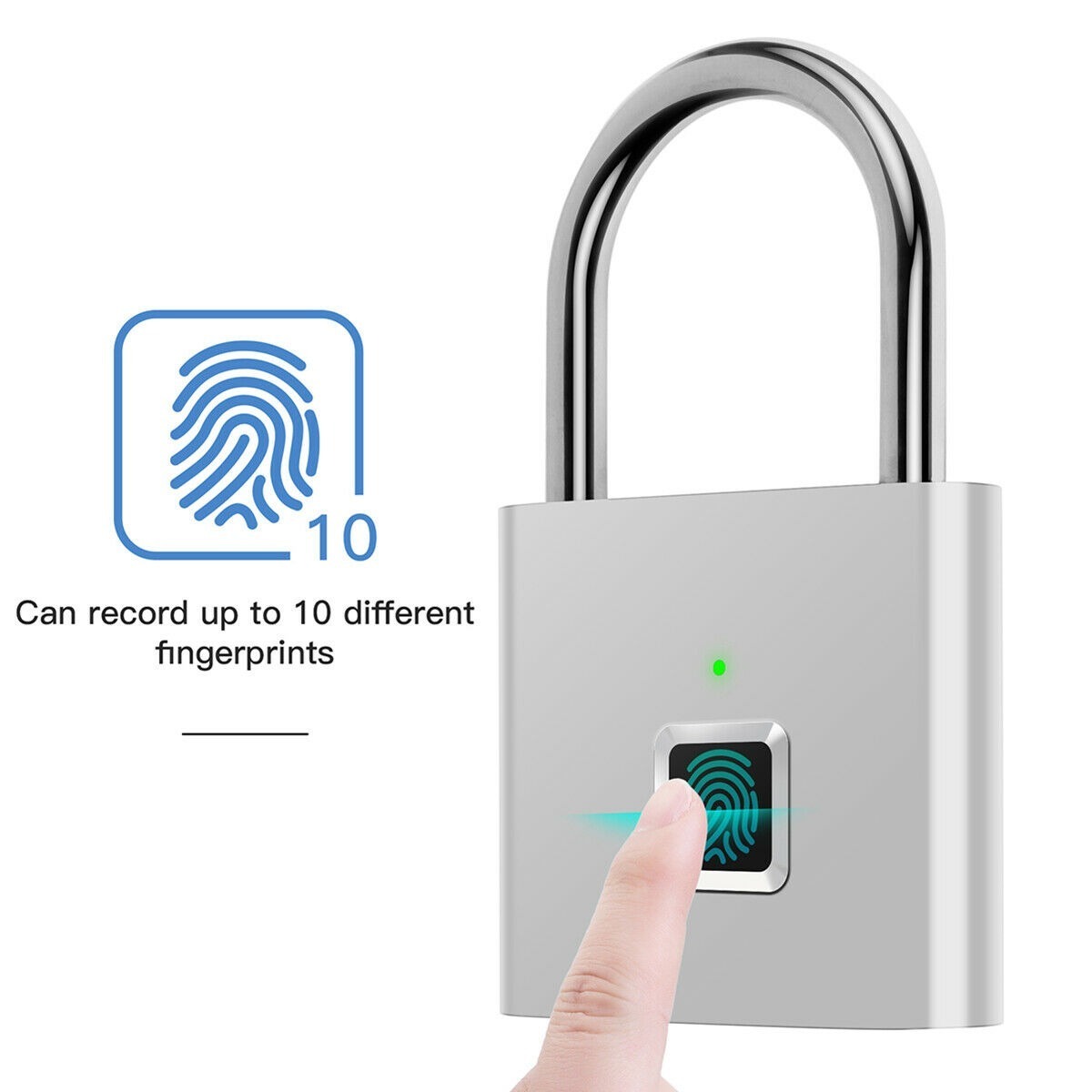 Keyless USB Rechargeable Door Lock Fingerprint Smart Padlock Quick Unlock Zinc Alloy Metal Anti-theft Smart Fingerprint Padlock