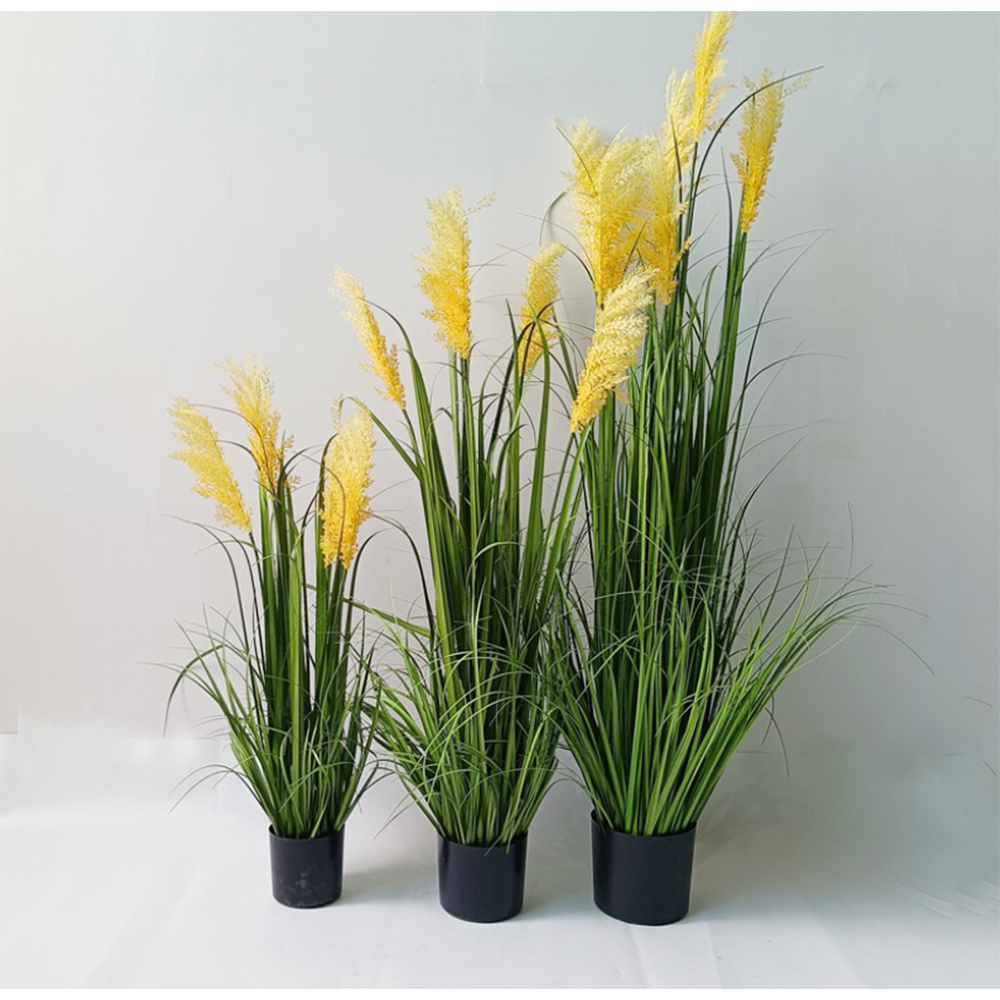 Hot Sale Home Decoration Greenery Plants Artificial Reed Flowers Tall Faux Plant Potted Faux Pampas Reed Grass for Wedding Decor