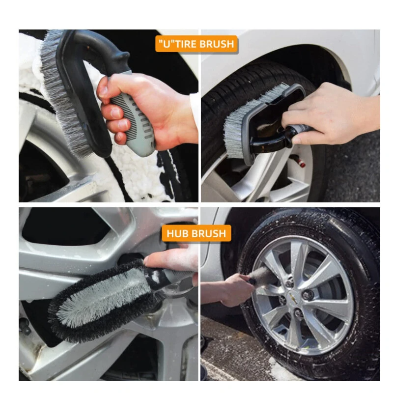 9 PCS Set Detailing Tools Car Grooming Wash Polishing Waxing Sponge Wheel Hub Brush Tire Brush Car Wash Cleaning Tools Kit