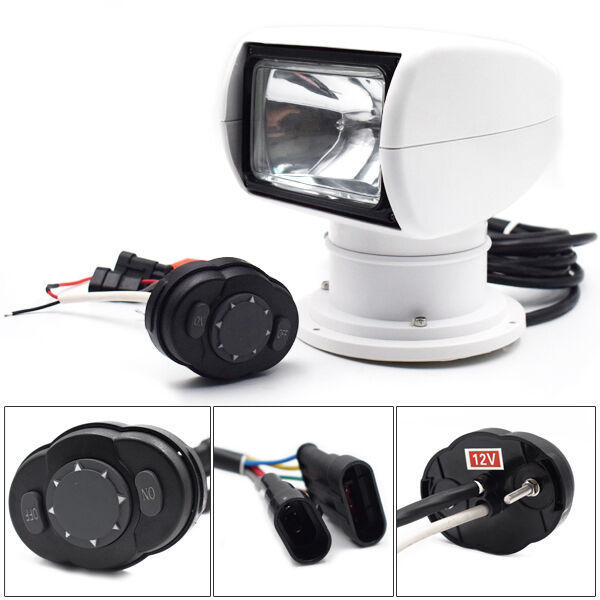 Halogen Marine Boat SUV RV White Remote Control Spotlight Searchlight DC 12V 100W Bulb