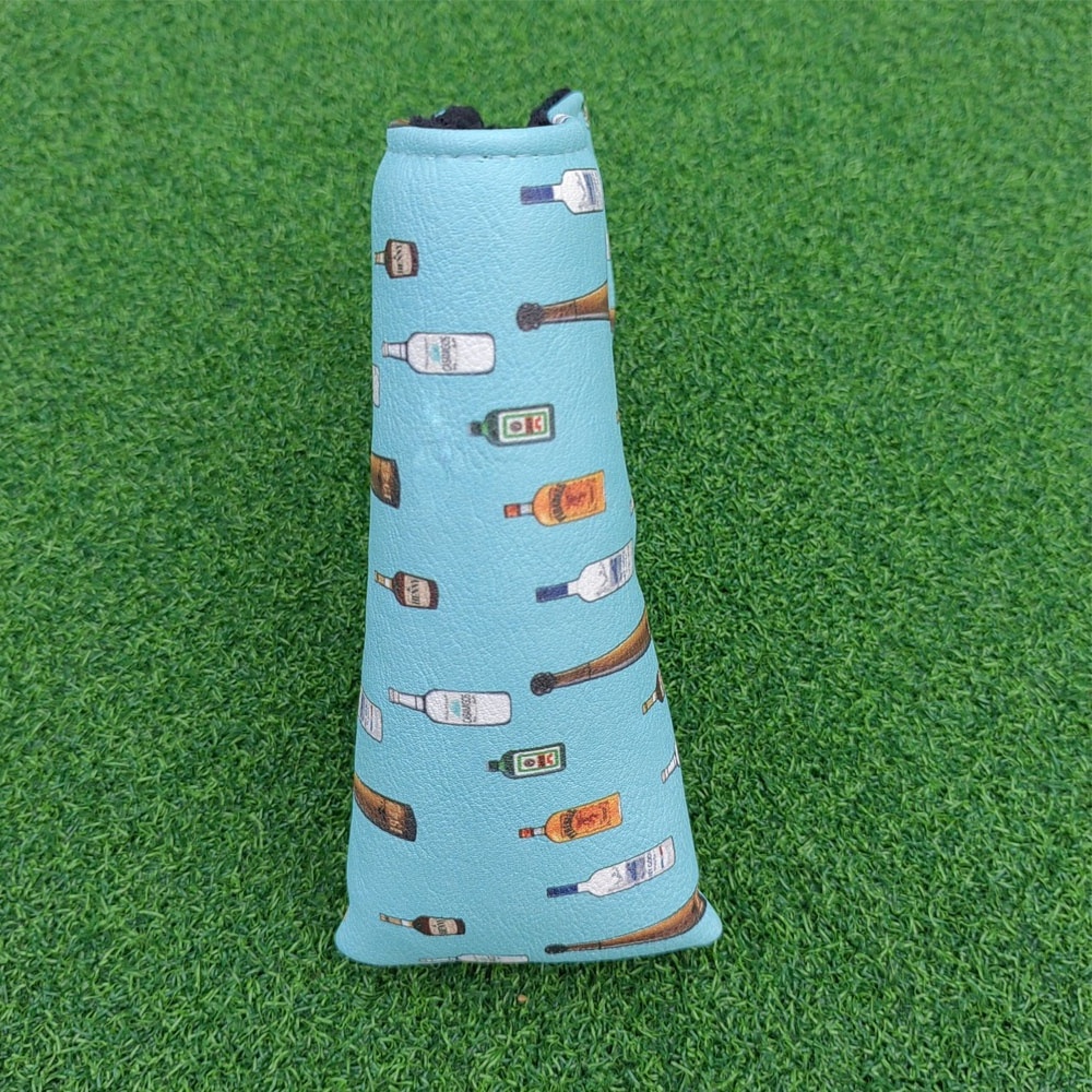 Premium Light Blue Custom Logo Magnetic Golf Headcover Printing PU Leather Golf Blade Putter Cover