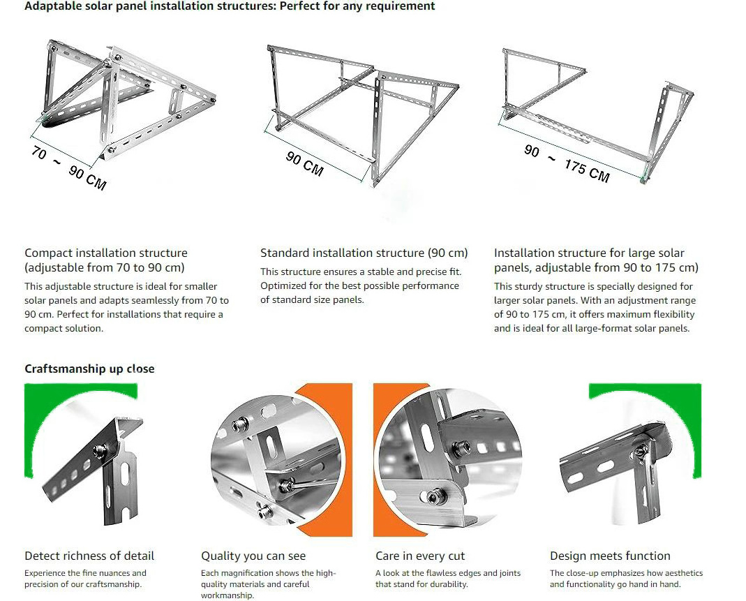 Adjustable Triangle Bracket Tilt Brackets for Solar Panel Mount Photovoltaic System Balcony  Bracket Triangle solar panel