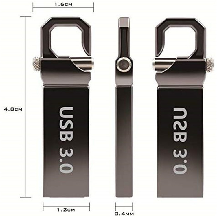 Black 256GB 3.0 Storage Thumb Waterproof Flash Drive Real Capacity Memory Stick Key Chain  for Computer car Office u disk