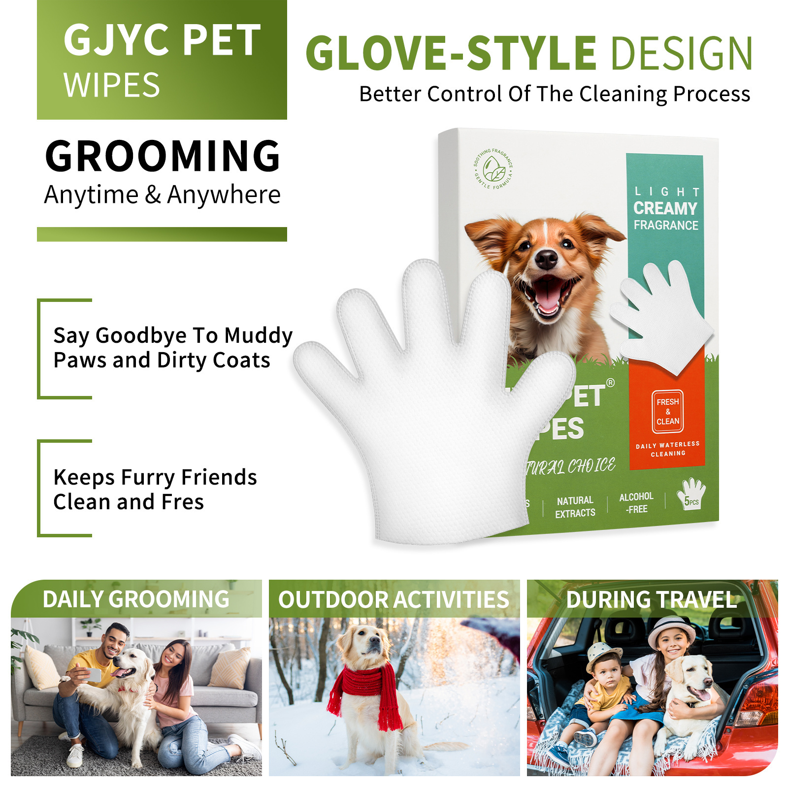 Wholesale Gloves Wipes For Dogs Grooming Odorless Non Toxic Organic Pet Glove Wipes