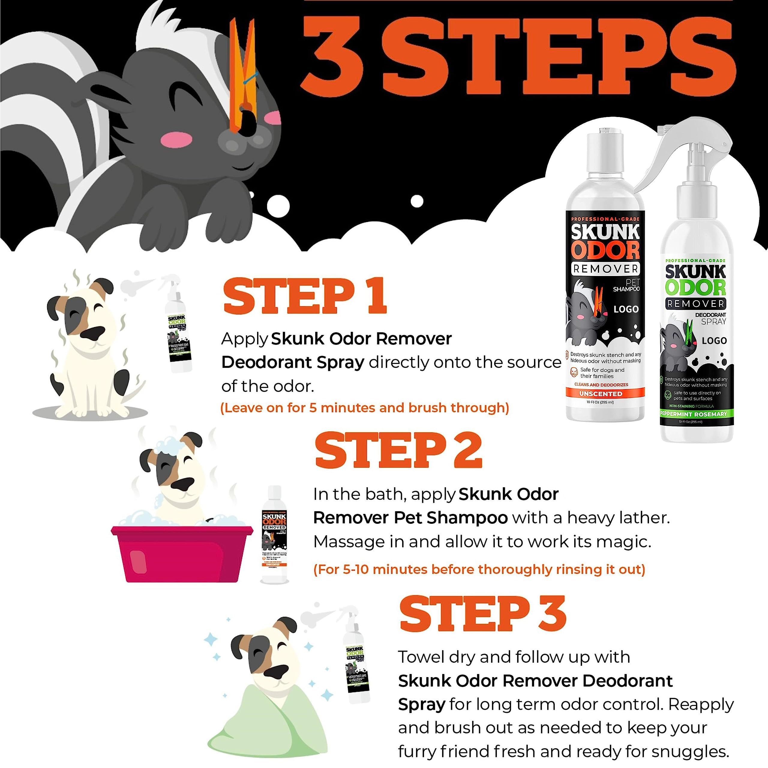 OEM ODM Skunk Odor Remover Shampoo Pet Odor Eliminator Skunk Dog Shampoo