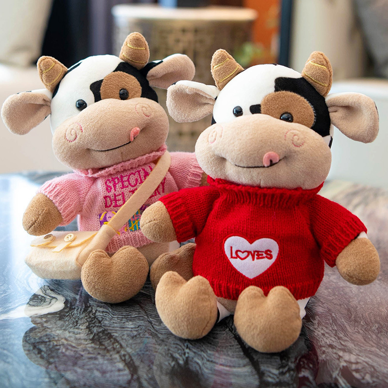 Custom Cute Cow Soft Stuffed Toys Plushies Spotted Cow Plush Doll  for Kids Children Valentine's Day Gifts Wholesale