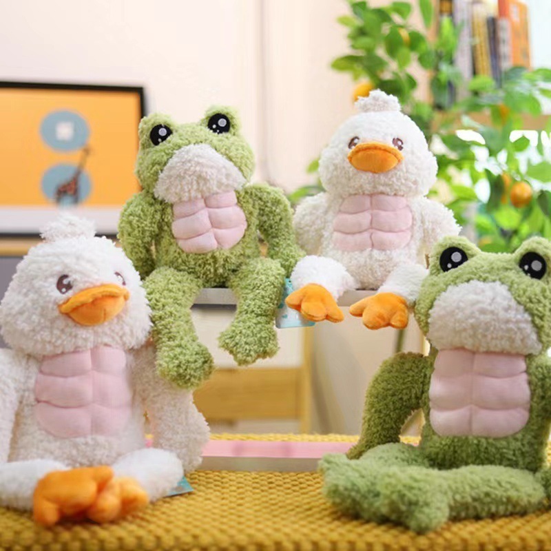 Cute Funny Frog Soft Plush Dolls White Duck Stuffed Plush Animal Toy Throw Pillow for Children Gifts Plushies Wholesale