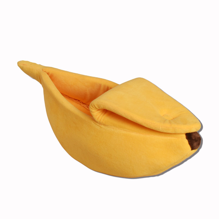 High Quality Cute Banana Shaped Pet Bed Dog And Cat Winter Soft Sponge Plush Custom Pet Dog Bed  M0248