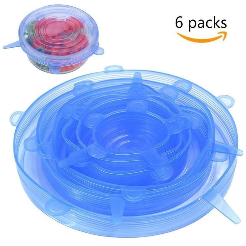 6PCS Silicone Stretch Lids Universal Silicone Food Wrap Bowl Pot Lid Silicone Cover Pan Cooking Kitchen Accessories M0245