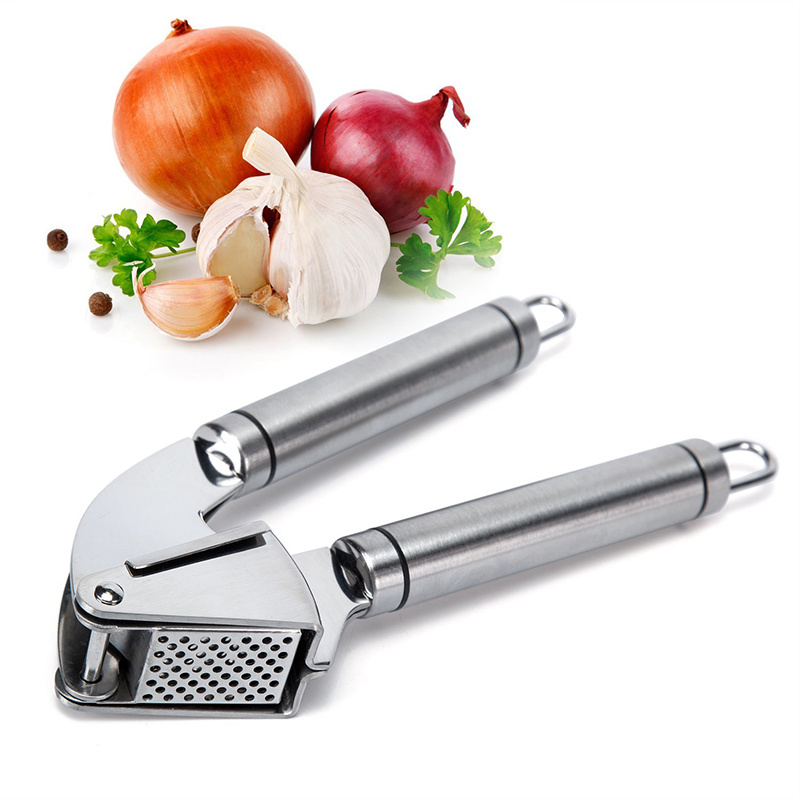 Best Selling Stainless Steel Garlic Press Silicone Garlic Peeler Tube and Cleaning Brush