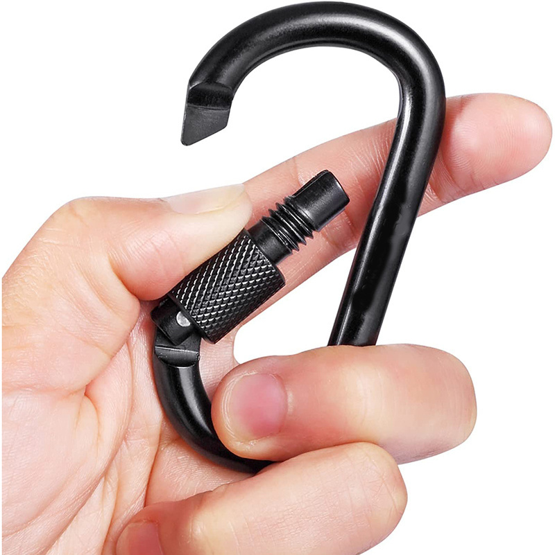 Wholesale Premium Aluminum Alloy D-Ring Locking Carabiner Key Chain Clip Hook For Camping Hiking Traveling Fishing Backpack