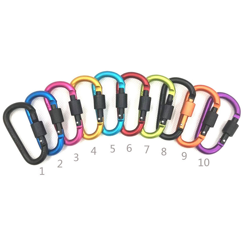 Wholesale Premium Aluminum Alloy D-Ring Locking Carabiner Key Chain Clip Hook For Camping Hiking Traveling Fishing Backpack