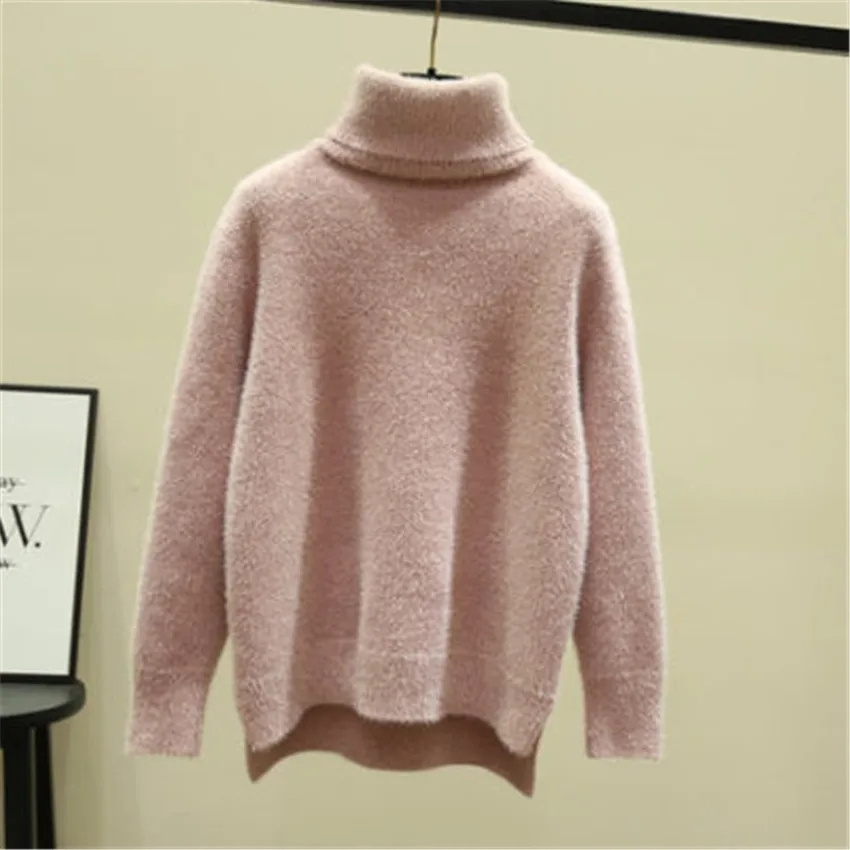 Hot sales turn down collar winter thick chenille women pullover sweater