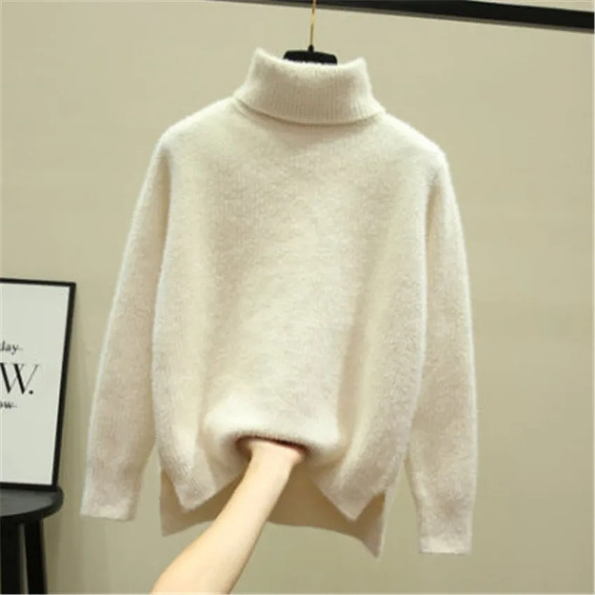 Hot sales turn down collar winter thick chenille women pullover sweater