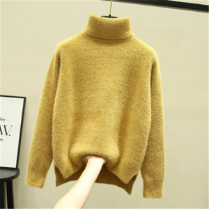 Hot sales turn down collar winter thick chenille women pullover sweater