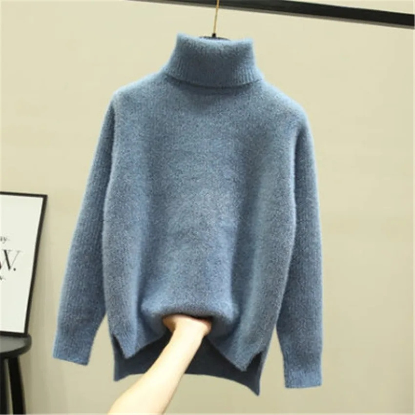 Hot sales turn down collar winter thick chenille women pullover sweater