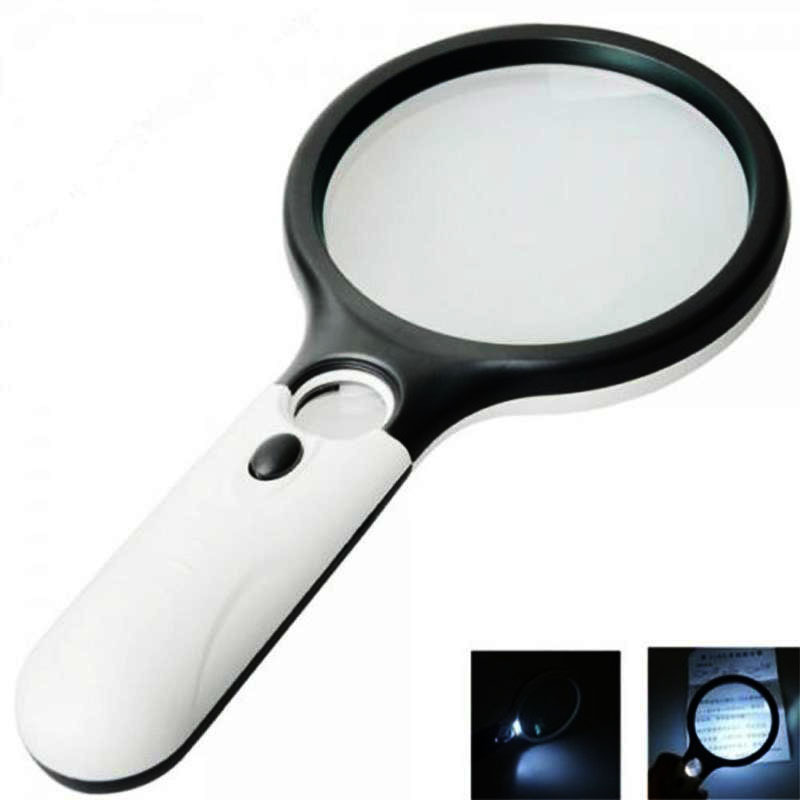 3 LED Light 45X Handheld Reading Magnifying Glass Lens Waterproof Microscope Magnifier with 3 LED Lights Jewelry Watch Loupe