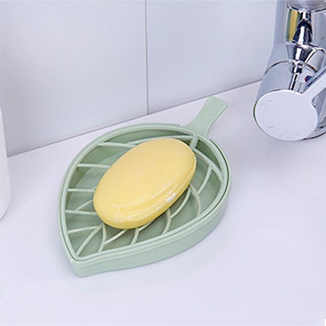 Double wall Plastic Leaf shape Soap Dishes Soap Tray Holder Storage Soap Rack Plate Box