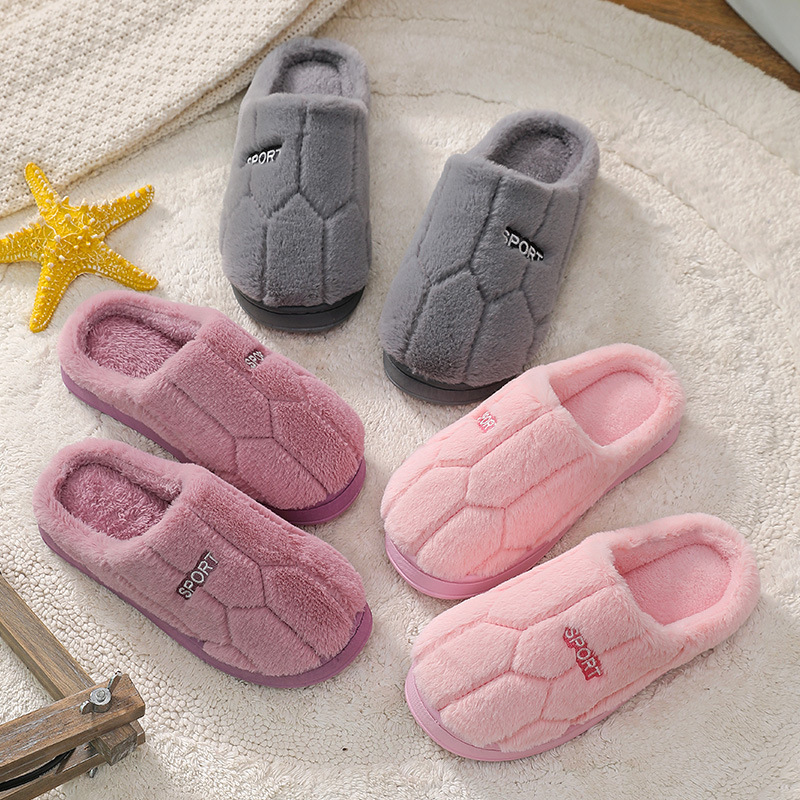 wholesale custom fur slides men women warm slippers shoes autumn winter non slip indoor home plush slippers BestSuppliers