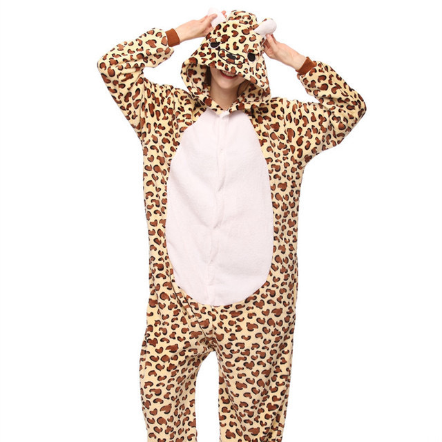 Winter Cotton Cashmere Women Men Unisex Adult Cute Cartoon Onesie Animal Pajamas Flannel Nightwear Sleepwear