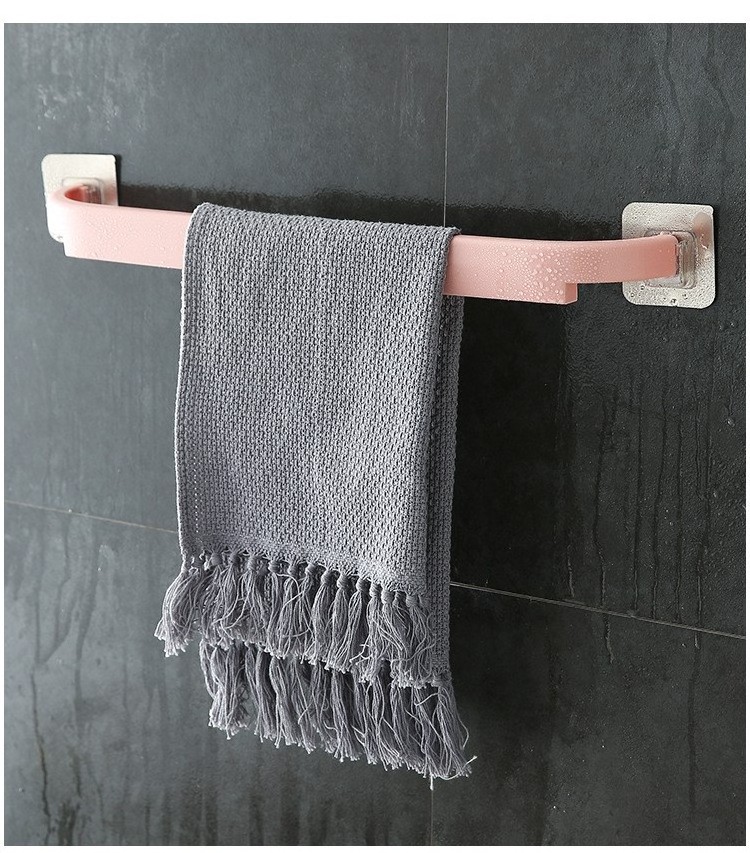 Towel bar Perforation-free bathroom extended bathroom Cool double pole wall hanging towel rack toilet single pole slipper bar