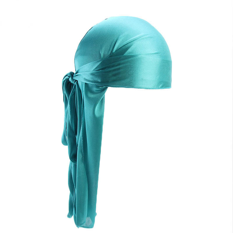 K694 Unisex Silky Durag Long Tail And Wide Straps Waves For men Solid Wide Doo Rag Bonnet Cap Comfortable Sleeping Hat