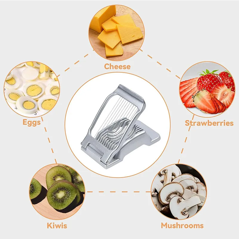 Multi-functional Aluminum Alloy Stainless Steel Wire Egg Slicer for boiled egg cutter Dishwasher Safe for Strawberry Soft Fruit