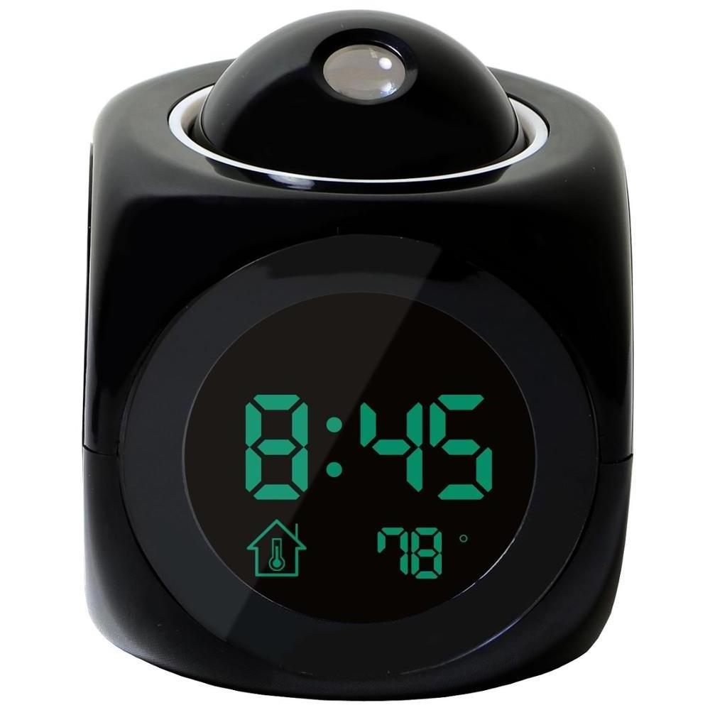 Projection Digital LCD Snooze Alarm Clock Talking Voice Thermometer Snooze Function Desk LED Display despertador