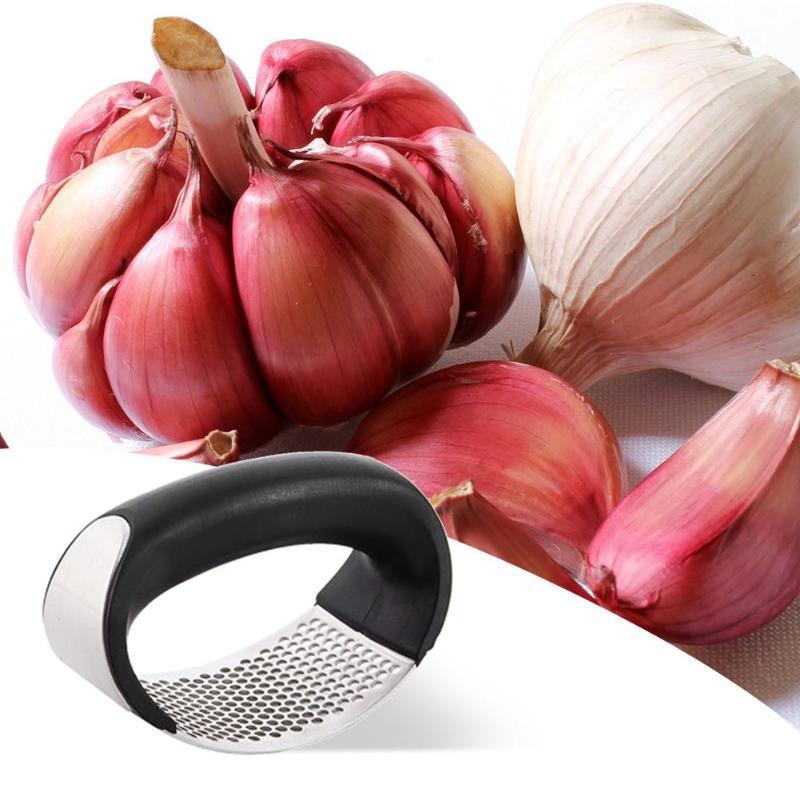 K346 Home Manual Garlic Presser Curved Garlic Grinding Slicer Chopper Stainless Steel Garlic Presses Cooking Gadgets Tool