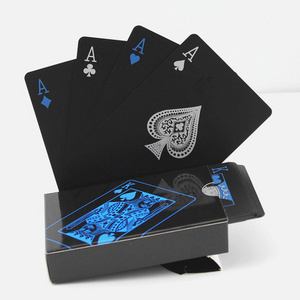 K368  Waterproof PVC Plastic Playing Cards Set Trend 54pcs Deck Poker Classic Tricks Tool Pure Black Box-packed