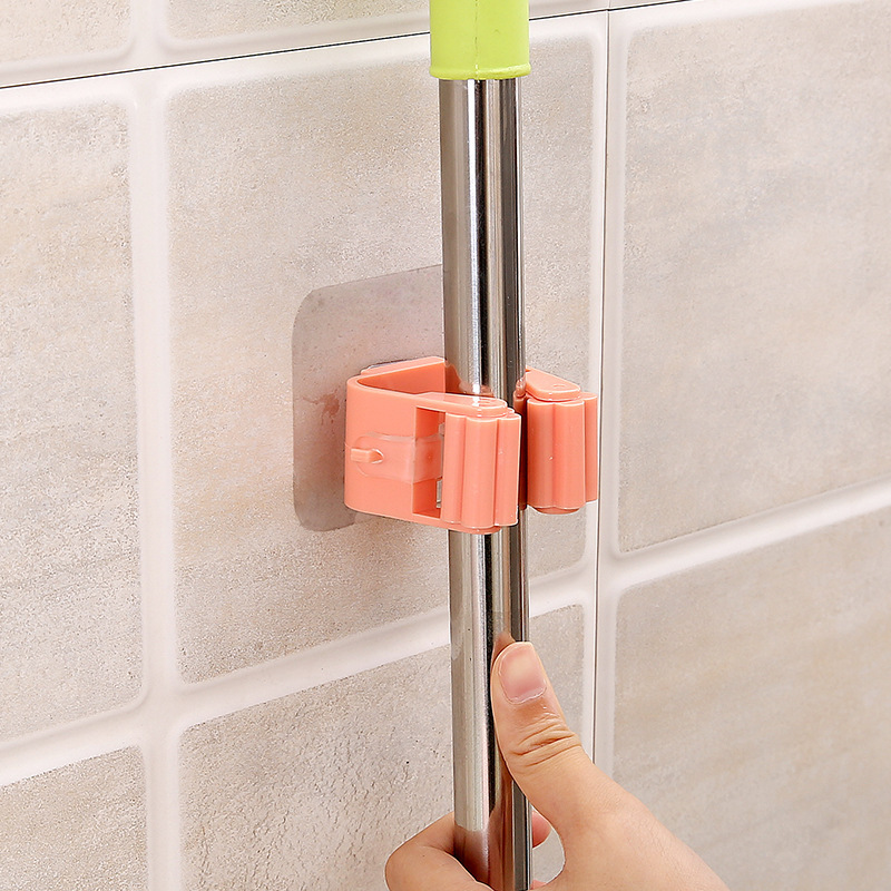 Mop Broom Holder Self Adhesive Mop Grip Storage Holders Wall Mounted Broom Hanger Tool Organizer Rack for Kitchen Garden