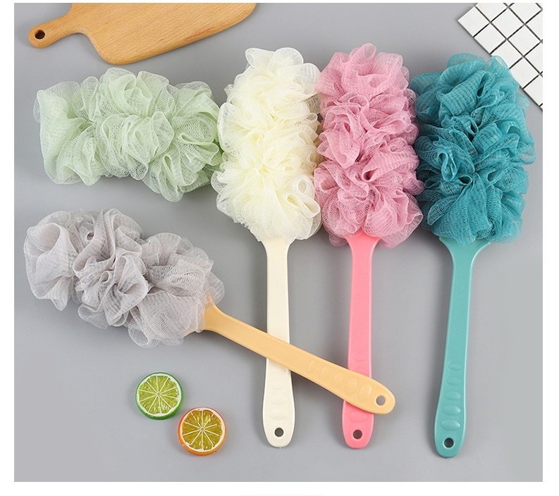 Fashion New Long Handle Hanging Soft Mesh Back Body Bath Shower Scrubber Brush Sponge For Bathroom Hot Sale Shower Brush  L0438