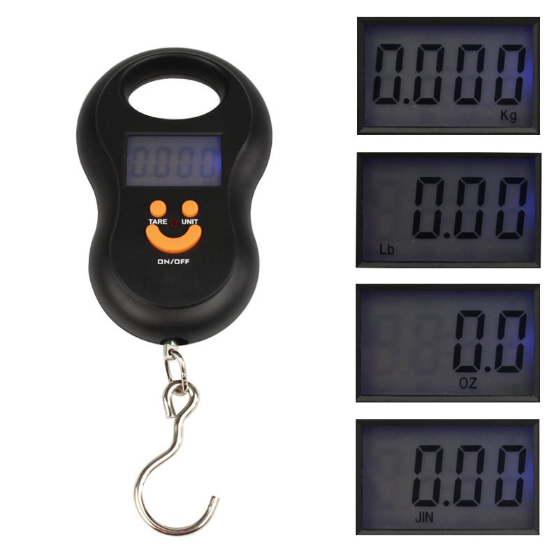 50kg x 10g Mini Digital Scale for Fishing Luggage Travel Weighting Steelyard Hanging Electronic Hook Scale Kitchen Weight Tool