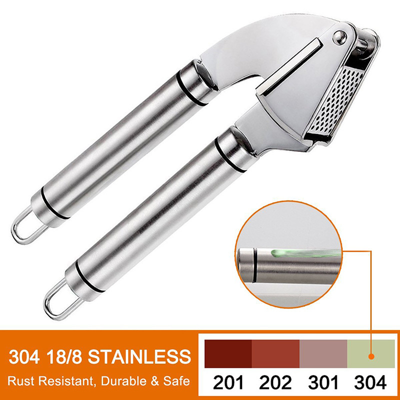 Best Selling Stainless Steel Garlic Press Silicone Garlic Peeler Tube and Cleaning Brush