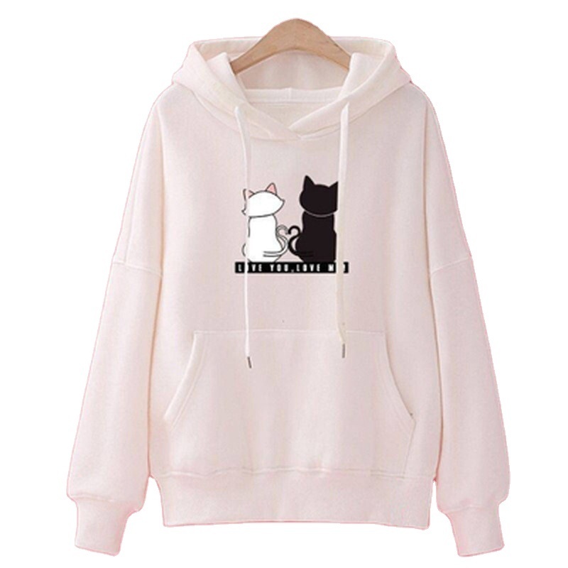 Streetwear Hoodies Women Sweatshirt Autumn Long Sleeve Hoodies Harajuku Hoodie Cute Cat Print Sweatshirt Women J0242-1